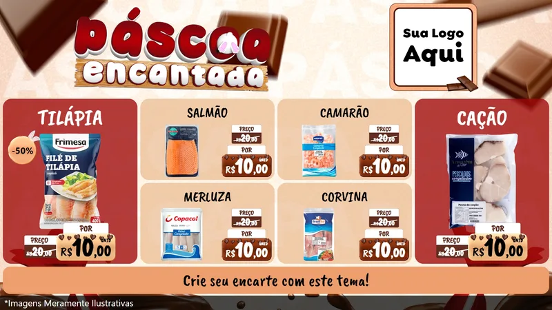 Modelo de TV para TV Horizontal com o tema Páscoa Encantada para Peixaria