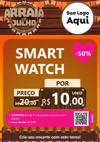 Modelo de Cartaz para Cartaz A4 Vertical com o tema Arraiá de Julho - Junina para Informática