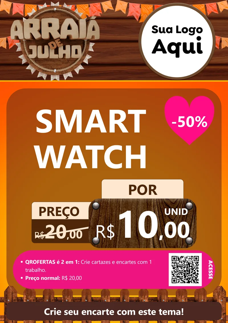 Modelo de Cartaz para Cartaz A4 Vertical com o tema Arraiá de Julho - Junina para Informática