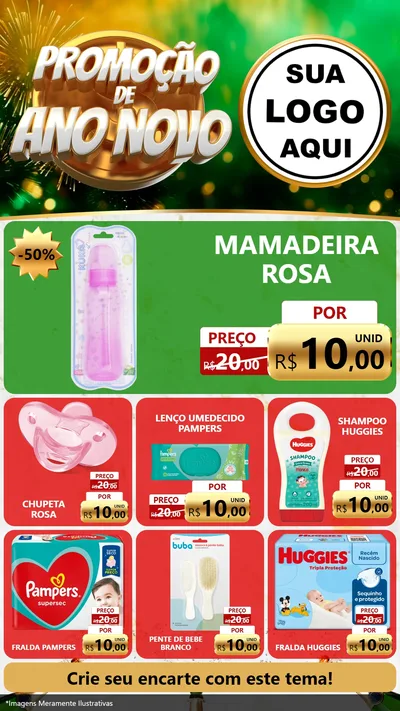 Modelo de Rede Social para Stories com o tema Promoção de Ano Novo para Bebês