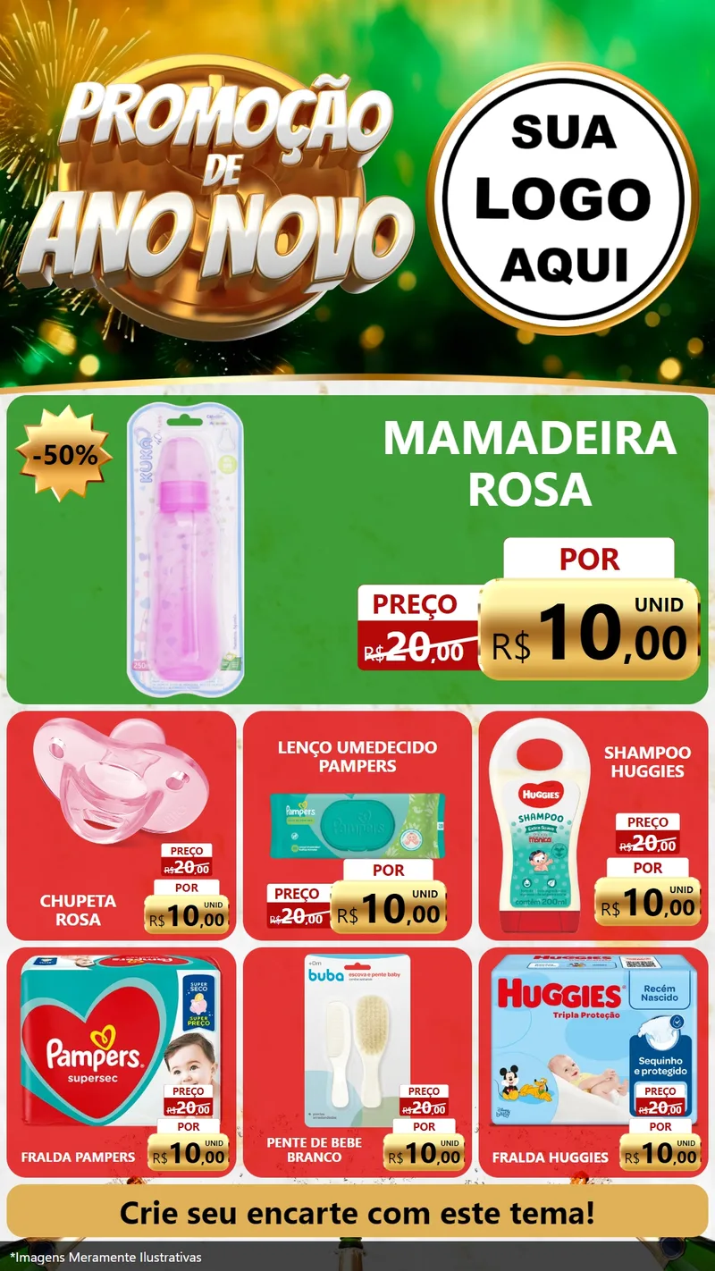 Modelo de Rede Social para Stories com o tema Promoção de Ano Novo para Bebês