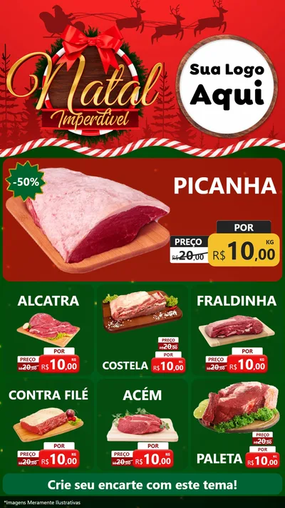 Modelo de Rede Social para Stories com o tema Natal Imperdível para Açougue