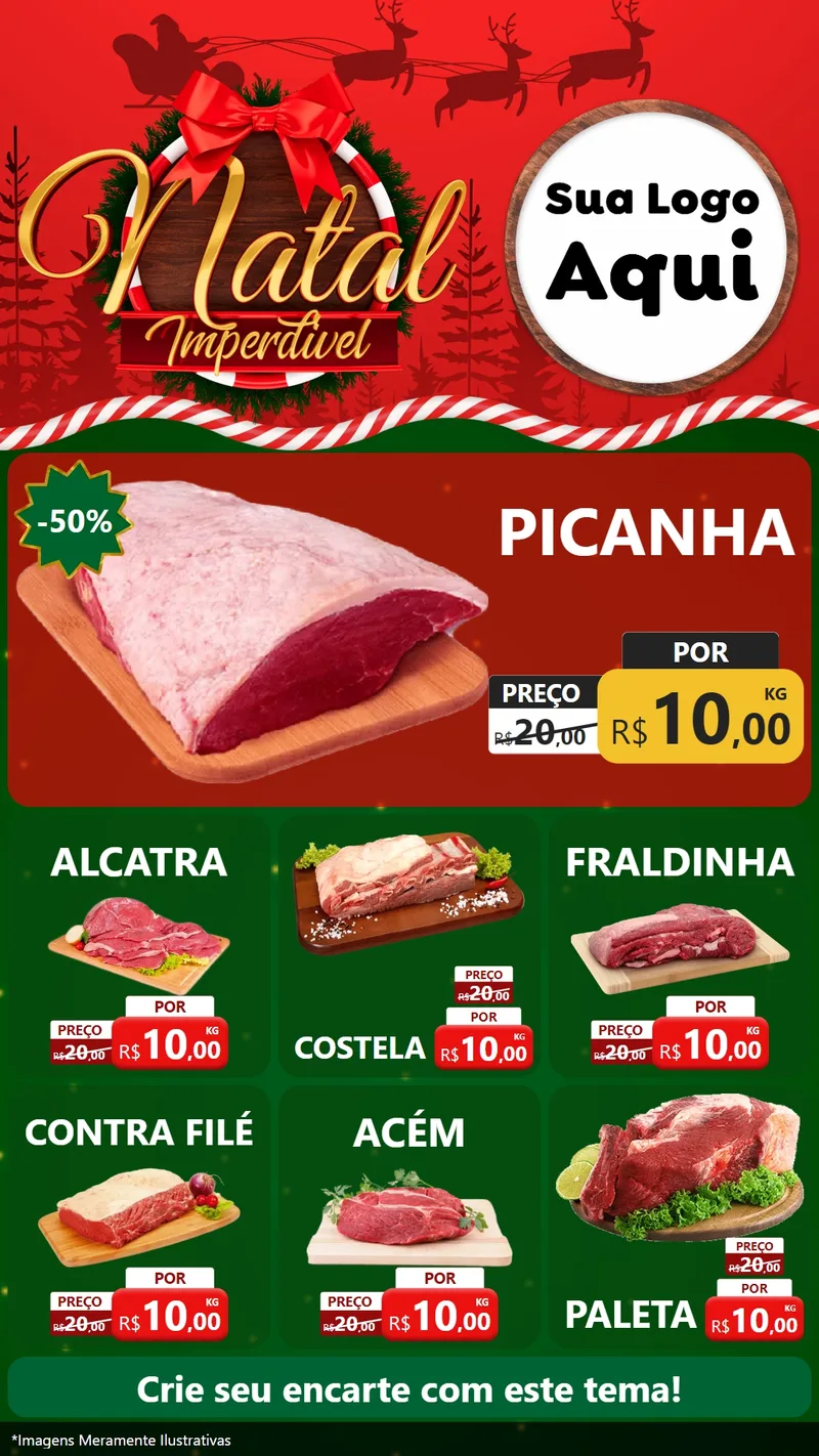 Modelo de Rede Social para Stories com o tema Natal Imperdível para Açougue