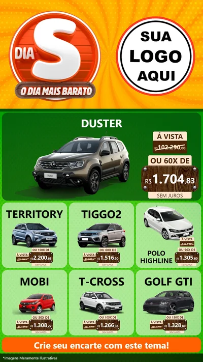 Modelo de Rede Social para Stories com o tema Dia S - O Dia Mais Barato para Concessionaria de Carros