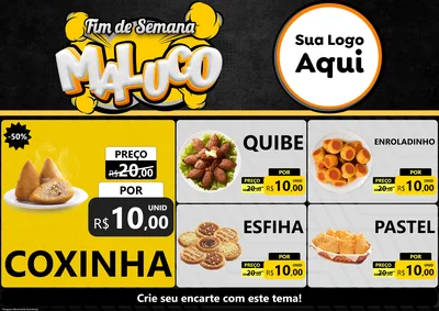 Modelo de Encarte para Encarte A4 Horizontal com o tema Fim de Semana Maluco para Salgadaria