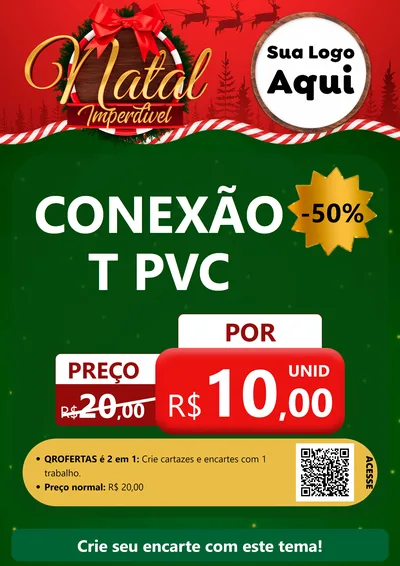 Modelo de Cartaz para Cartaz A4 Vertical com o tema Natal Imperdível para Tubos e conexões