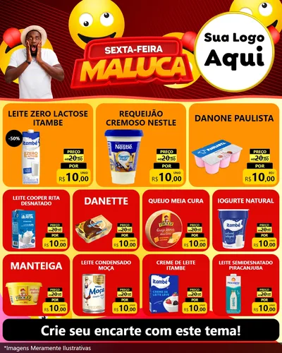 Modelo de Rede Social para Feed Instagram com o tema Sexta-feira Maluca para Frios e Laticínios