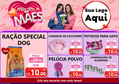 Modelo de Encarte para Encarte A4 Horizontal com o tema Mês Das Mães para Pet Shop