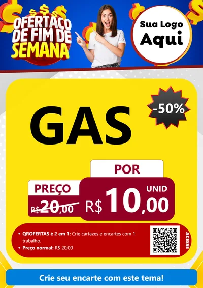 Modelo de Cartaz para Cartaz A4 Vertical com o tema Ofertaço de Fim de Semana para Água e gás