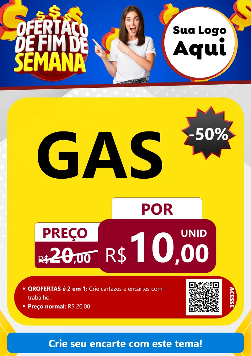 Modelo de Cartaz para Cartaz A4 Vertical com o tema Ofertaço de Fim de Semana para Água e gás