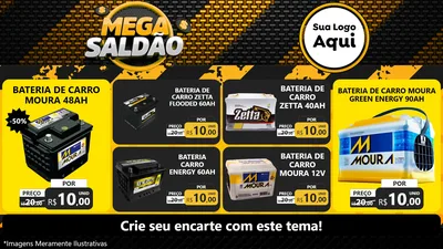 Modelo de TV para TV Horizontal com o tema Mega Saldão para Baterias Elétricas