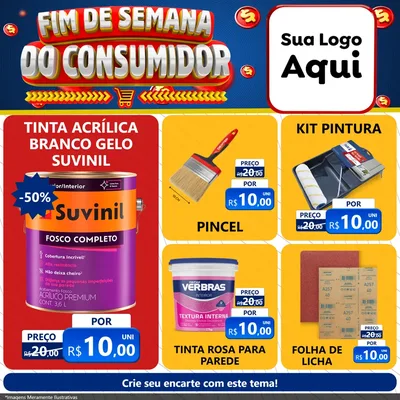 Modelo de Rede Social para Feed Facebook com o tema Fim de Semana do Consumidor para Tintas e Ferramentas