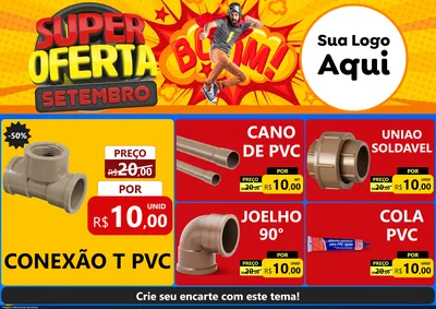 Modelo de Encarte para Encarte A4 Horizontal com o tema Super Oferta Setembro para Tubos e conexões