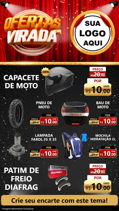 Modelo de TV para TV Vertical com o tema Ofertas da Virada para Moto peças