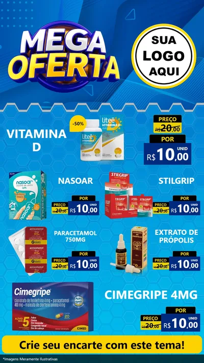 Modelo de TV para TV Vertical com o tema Mega Oferta para Farmácia