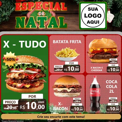 Modelo de Rede Social para Feed Facebook com o tema Especial de Natal para Hamburgueria