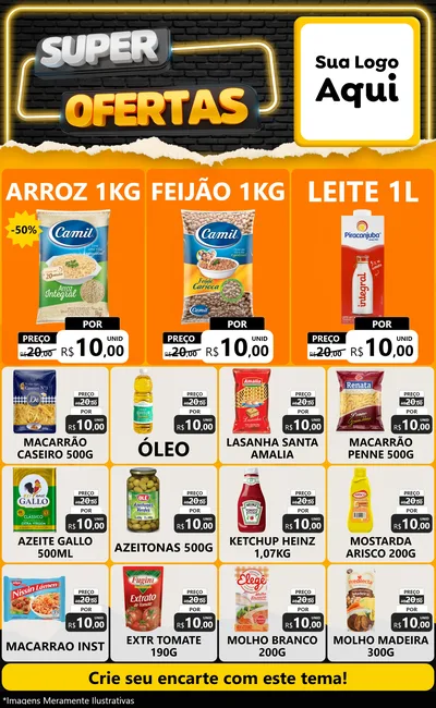 Modelo de Encarte para Encarte Grande com o tema Super Ofertas para Supermercado