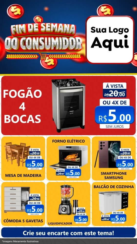 Modelo de Rede Social para Stories com o tema Fim de Semana do Consumidor para Móveis e Eletro