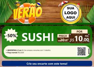 Modelo de Cartaz para Cartaz A4 Horizontal com o tema Verão para Comida japonesa