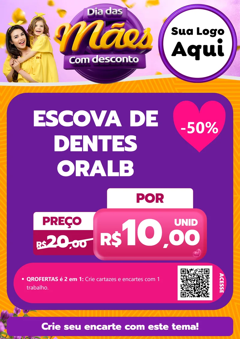 Modelo de Cartaz para Cartaz A4 Vertical com o tema Dia das Mães com Desconto para Higiene Pessoal