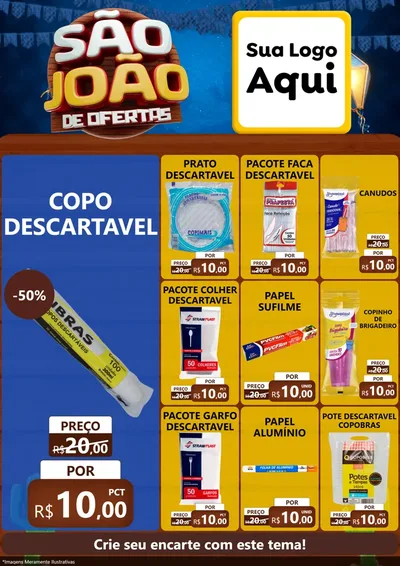 Modelo de Encarte para Encarte A4 Vertical com o tema São João Ofertas Imbatíveis! - Junina para Embalagens