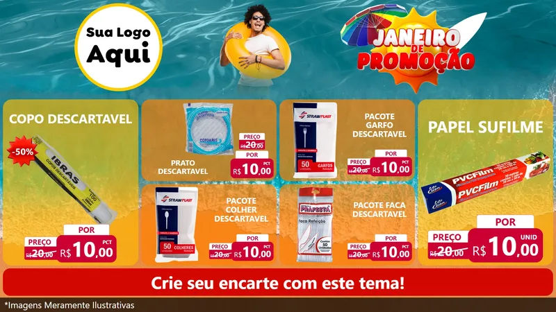 Modelo de TV para TV Horizontal com o tema Janeiro de Promoção para Embalagens