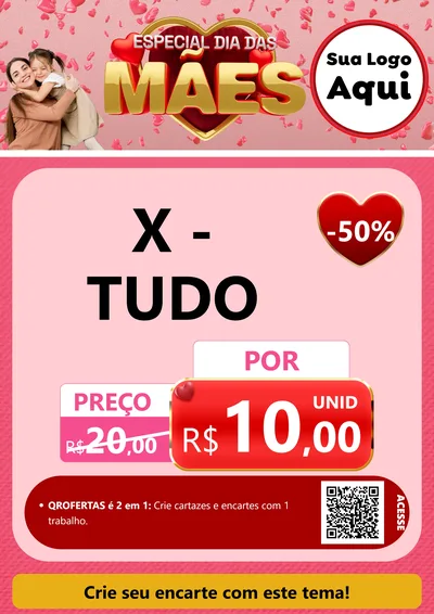 Modelo de Cartaz para Cartaz A4 Vertical com o tema Especial Dia Das Mães para Hamburgueria