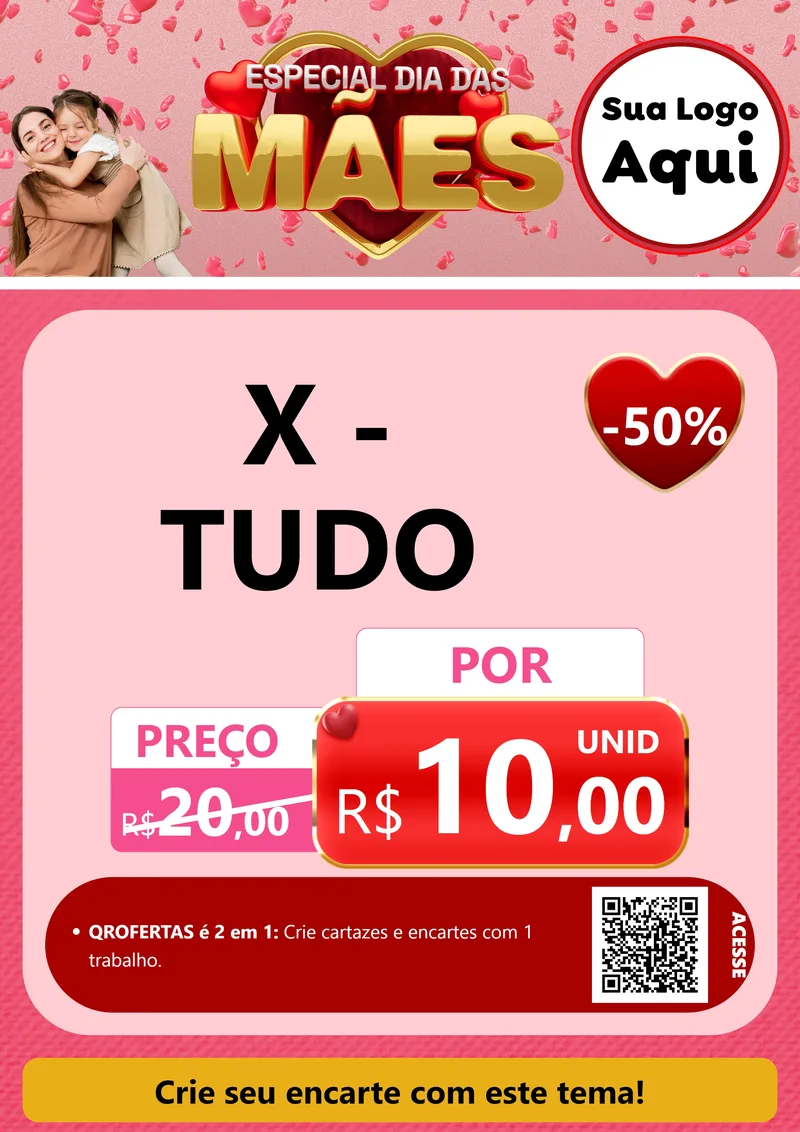 Modelo de Cartaz para Cartaz A4 Vertical com o tema Especial Dia Das Mães para Hamburgueria