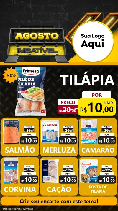 Modelo de Rede Social para Stories com o tema Agosto Imbatível para Peixaria