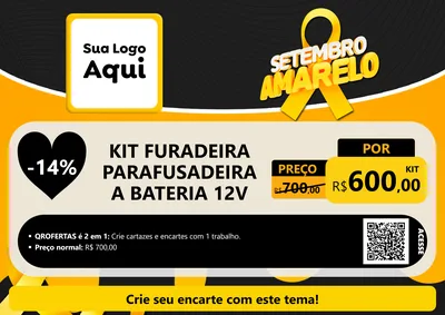 Modelo de Cartaz para Cartaz A4 Horizontal com o tema Setembro Amarelo para Maquinas e Ferramentas