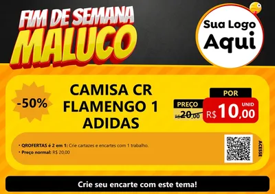 Modelo de Cartaz para Cartaz A4 Horizontal com o tema Final de Semana Maluco para Roupas e acessórios