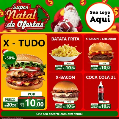 Modelo de Rede Social para Feed Facebook com o tema Super Natal de Ofertas para Hamburgueria