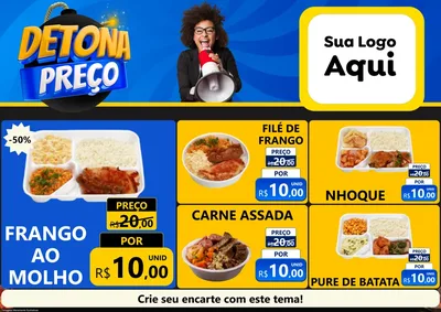 Modelo de Encarte para Encarte A4 Horizontal com o tema Detona Preços para Restaurante