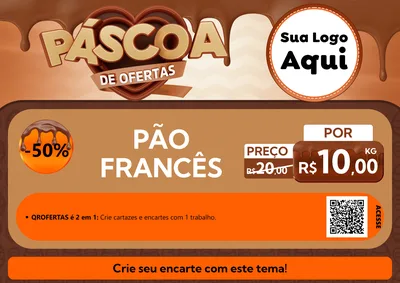 Modelo de Cartaz para Cartaz A4 Horizontal com o tema Páscoa de Ofertas para Padaria