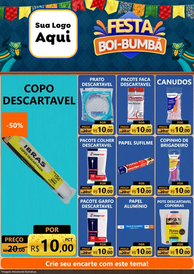 Modelo de Encarte para Encarte A4 Vertical com o tema Festa Boi Bumbá para Embalagens