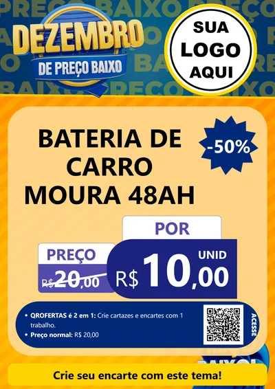 Modelo de Cartaz para Cartaz A4 Vertical com o tema Dezembro de Preço Baixo para Baterias Elétricas