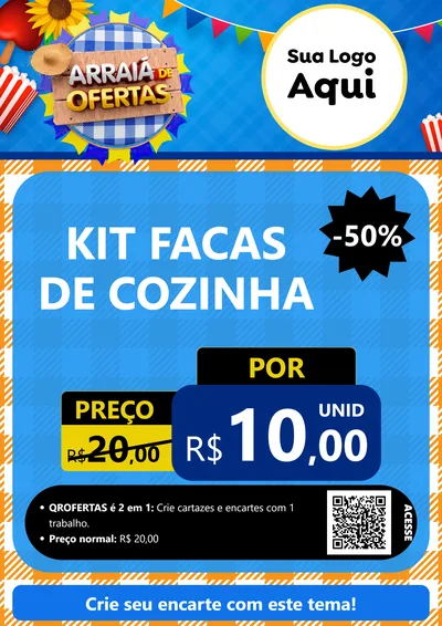 Modelo de Cartaz para Cartaz A4 Vertical com o tema Arraiá de Ofertas para Utilidades Domésticas