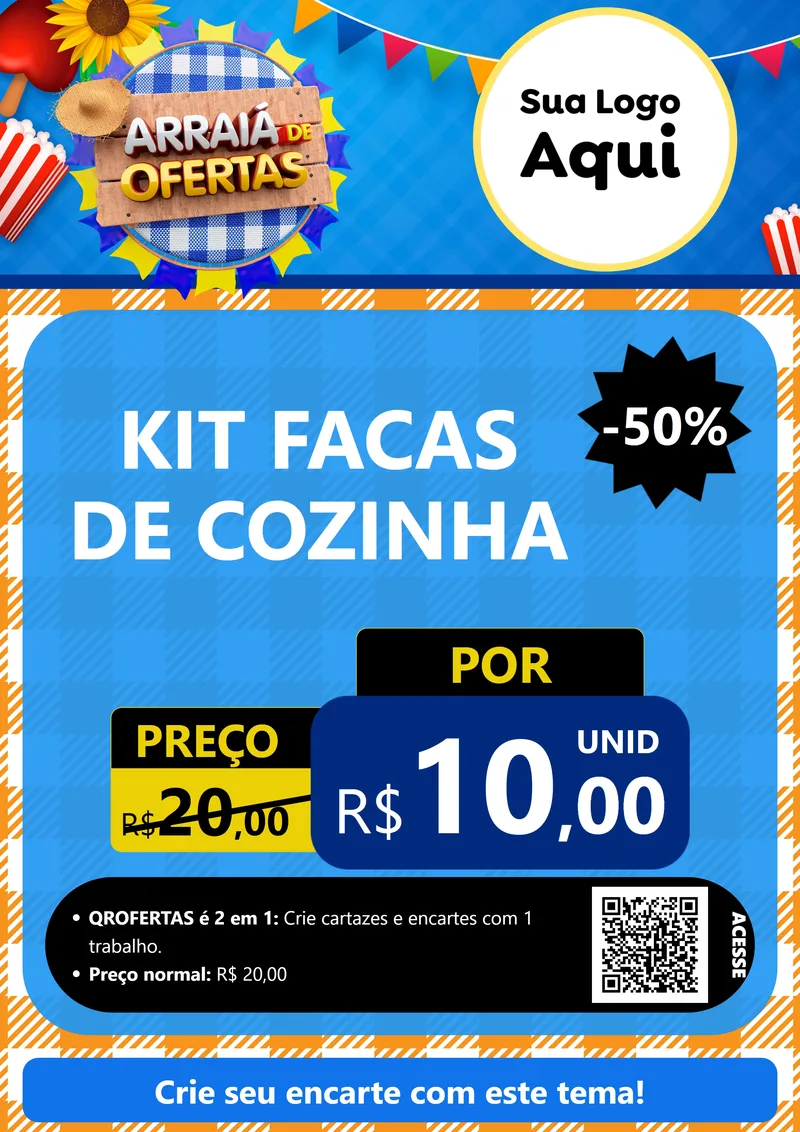 Modelo de Cartaz para Cartaz A4 Vertical com o tema Arraiá de Ofertas para Utilidades Domésticas
