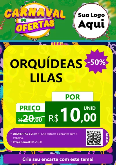 Modelo de Cartaz para Cartaz A4 Vertical com o tema Carnaval de Ofertas para Floricultura e jardim