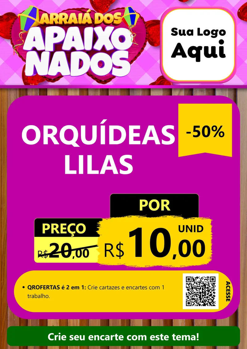 Modelo de Cartaz para Cartaz A4 Vertical com o tema Arraiá dos Apaixonados para Floricultura e jardim