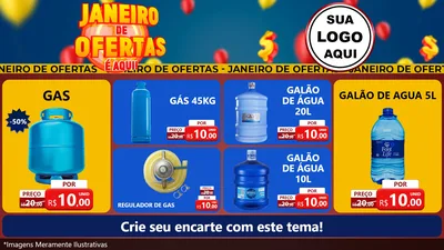 Modelo de TV para TV Horizontal com o tema Janeiro de Ofertas É Aqui! para Água e gás