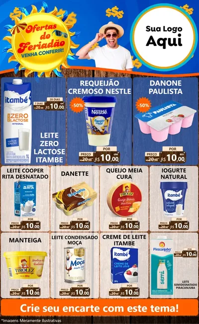 Modelo de Encarte para Encarte Grande com o tema Ofertas do Feriadão para Frios e Laticínios