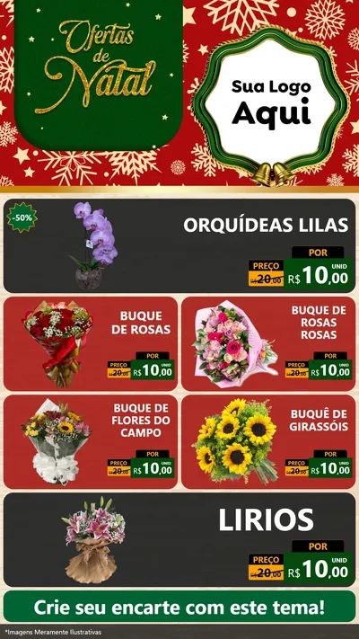Modelo de TV para TV Vertical com o tema Natal de Ofertas para Floricultura e jardim