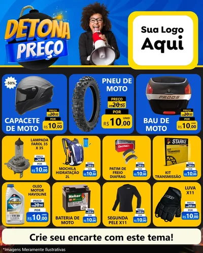 Modelo de Rede Social para Feed Instagram com o tema Detona Preços para Moto peças