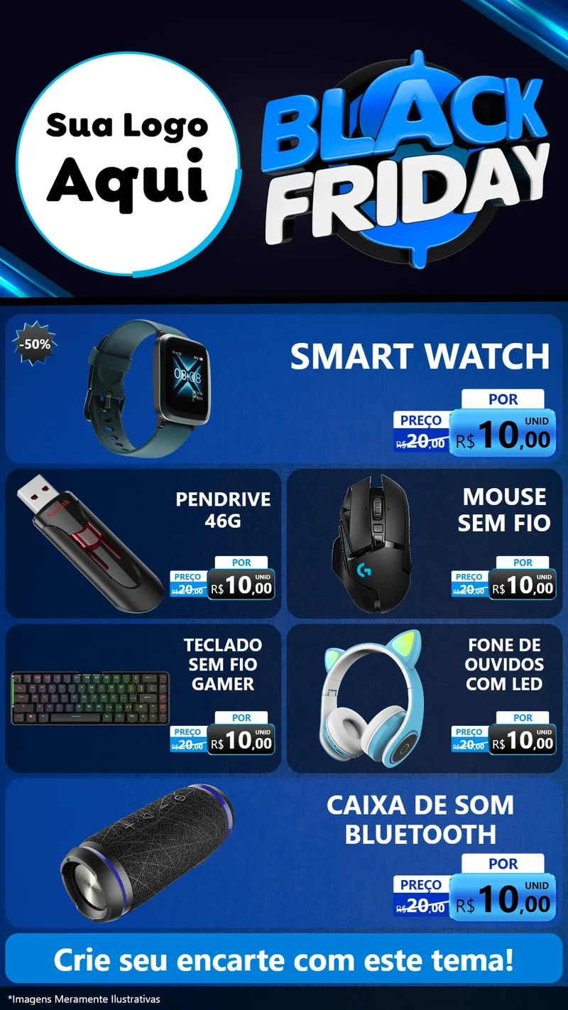 Modelo de TV para TV Vertical com o tema Black Friday para Informática