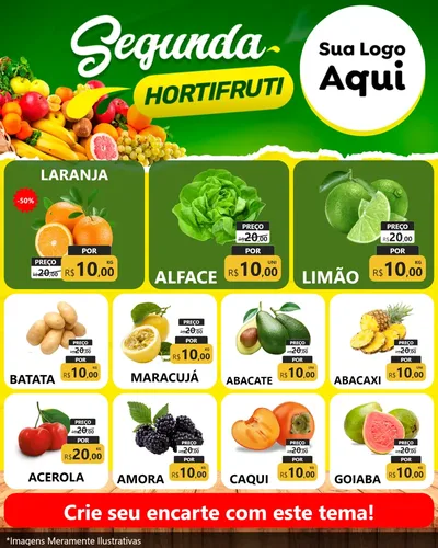 Modelo de Rede Social para Feed Instagram com o tema Segunda hortifruti para Hortifrúti