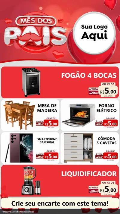 Modelo de TV para TV Vertical com o tema Mês dos Pais para Móveis e Eletro