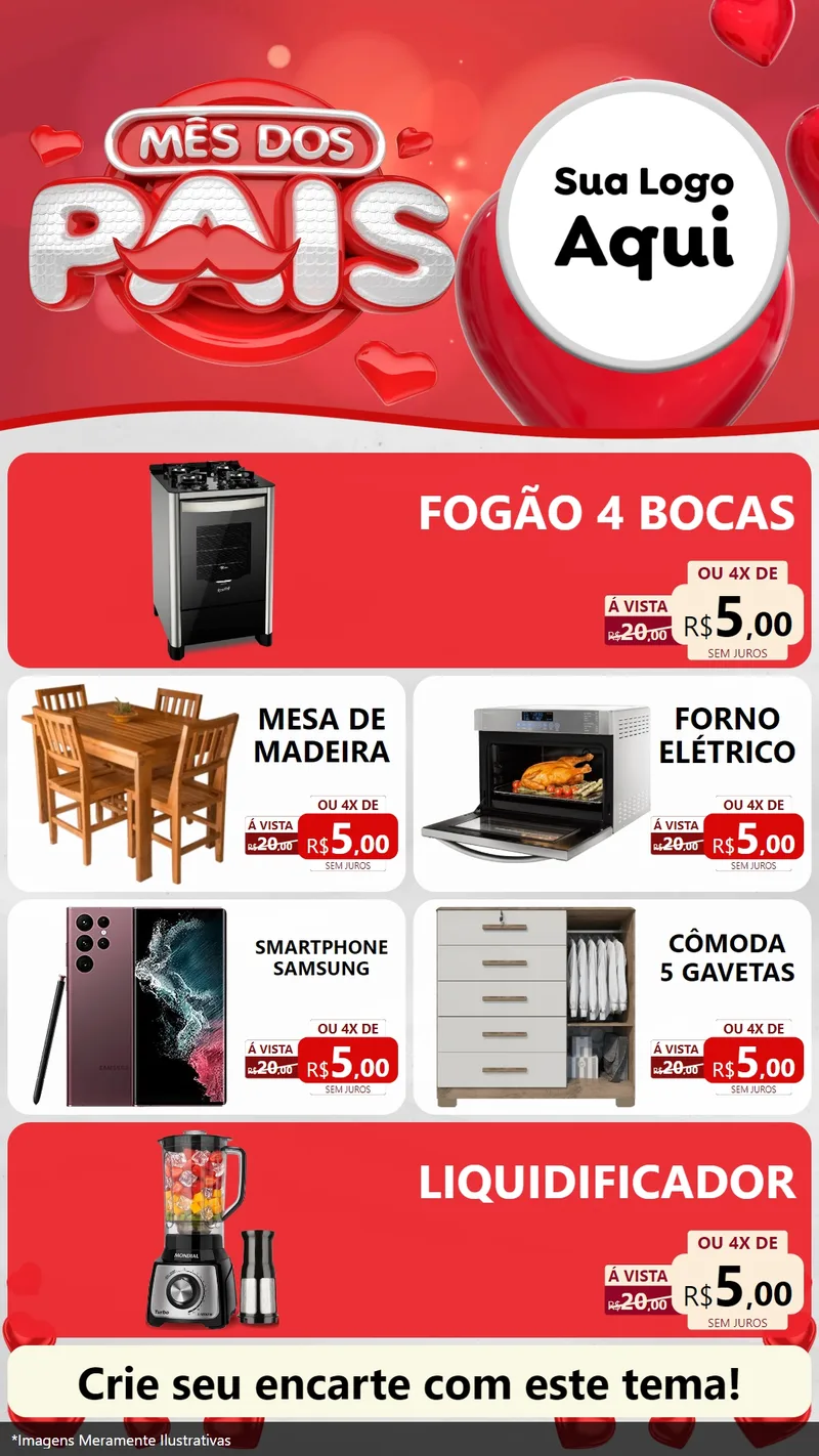 Modelo de TV para TV Vertical com o tema Mês dos Pais para Móveis e Eletro