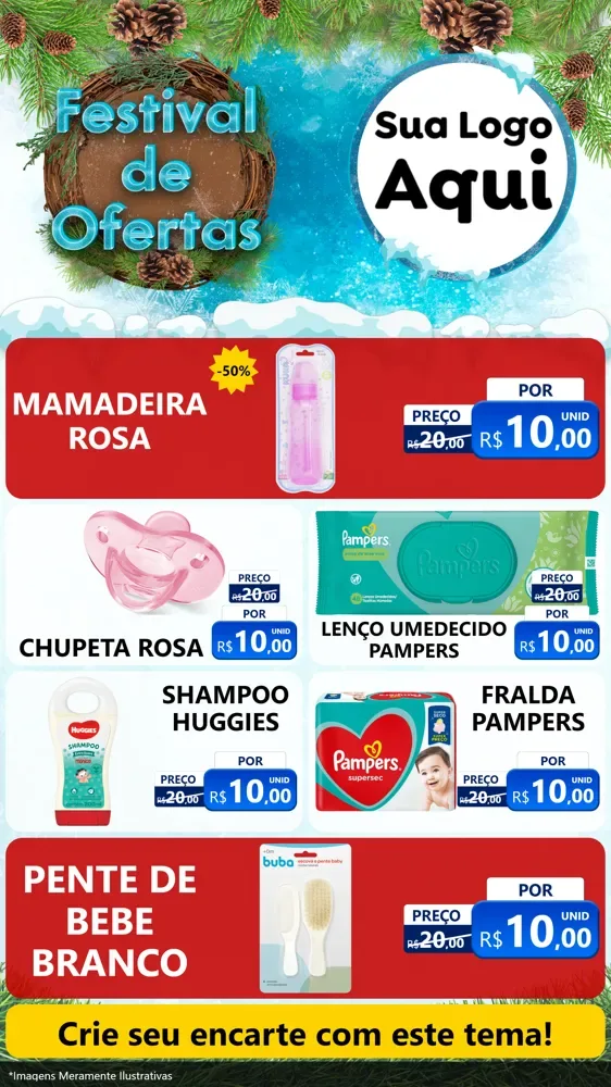Modelo de TV para TV Vertical com o tema Festival de Ofertas - Inverno para Bebês