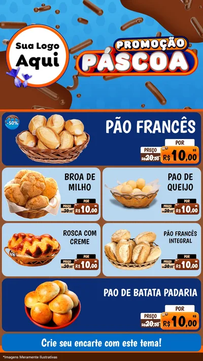 Modelo de TV para TV Vertical com o tema Promoção Páscoa para Padaria